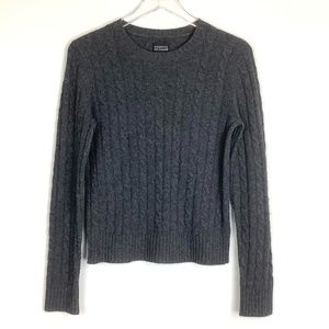 George 100% Cashmere Cable Knit Heathered Charcoal Grey Sweater Sz Medium (8/10)